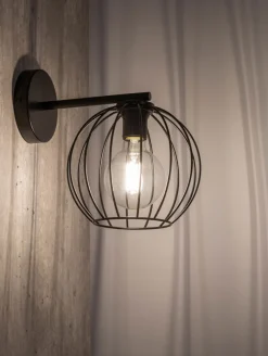 Sigma Wandlampe Metall E27 Schwarz Kugel Schirm RASHA< Wandleuchten|Küchenlampen