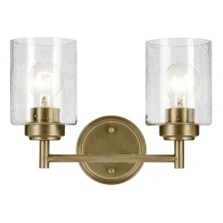 Elstead Wandlampe Metall Glas 32,6 cm breit in Messing E27 2-flammig< Wandleuchten|Wohnzimmerlampen