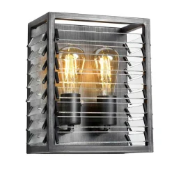 Flurlampen|Wohnzimmerlampen*Elstead Wandlampe Metall Glas E27 28,8 cm hoch Gunmetal Grau