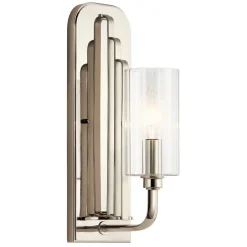 Wandleuchten|Jugendstil Lampen*Elstead Wandlampe Metall Glas E14 35,5 cm hoch Nickel poliert