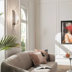 Wandleuchten|Jugendstil Lampen*Elstead Wandlampe Metall Glas E14 35,5 cm hoch Nickel poliert