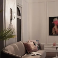 Wandleuchten|Jugendstil Lampen*Elstead Wandlampe Metall Glas E14 35,5 cm hoch Nickel poliert