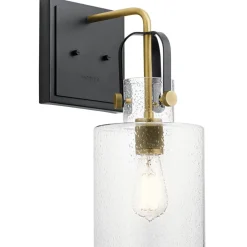 Wandleuchten|Küchenlampen*Elstead Wandlampe Metall Glas E27 H: 42,1 cm in Messing Vintage