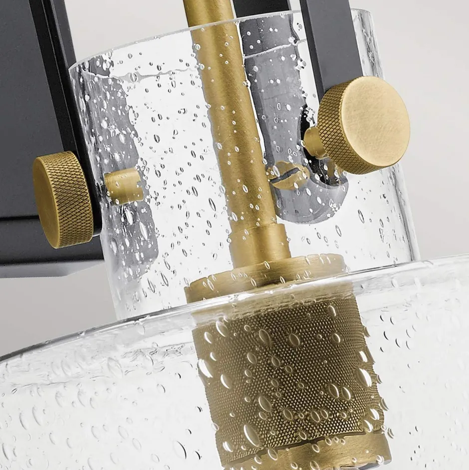 Wandleuchten|Küchenlampen*Elstead Wandlampe Metall Glas E27 H: 42,1 cm in Messing Vintage