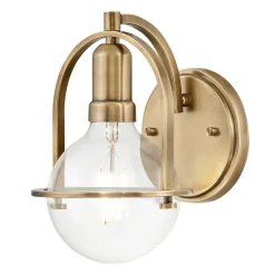 Elstead Wandlampe Metall Glas E27 H: 23,3 cm in Messing Antik< Wandleuchten|Küchenlampen