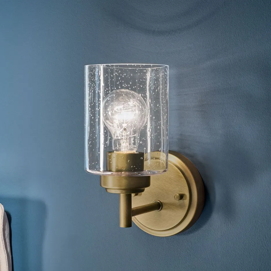 Wandleuchten|Wohnzimmerlampen*Elstead Wandlampe Metall Glas H: 23,5 cm in Messing E27 Vintage