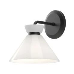 Elstead Wandlampe Metall Glas H: 22,2 cm Schwarz Weiß E14 Retro< Wandleuchten|Küchenlampen