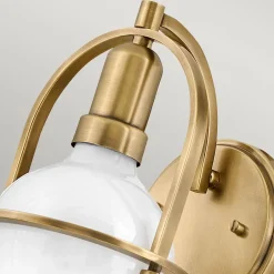 Wandleuchten|Küchenlampen*Elstead Wandlampe Metall Glas H: 23,3 cm in Messing Antik Weiß