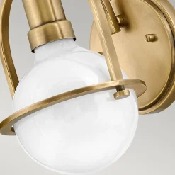 Wandleuchten|Küchenlampen*Elstead Wandlampe Metall Glas H: 23,3 cm in Messing Antik Weiß