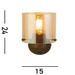 Wohnzimmerlampen|Flurlampen*Searchlight Wandlampe Metall Glas Mokka Bernstein E27 mit Schalter