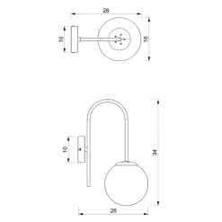 Wandleuchten|Küchenlampen*Luminex Wandlampe Metall Glas Schwarz Weiß Messing E14 Kugel