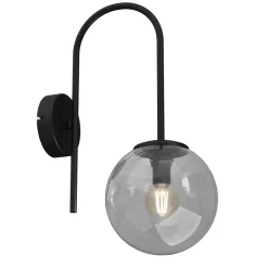 Wandleuchten|Küchenlampen*Luminex Wandlampe Metall Glas Schwarz Rauchgrau Messing E14