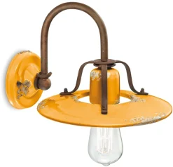 Ferroluce Wandlampe Metall Keramik 25 cm breit E27 Vintage NICOLA< Wohnzimmerlampen|Keramiklampen