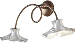 Wohnzimmerlampen|Keramiklampen*Ferroluce Wandlampe Metall Keramik B: 62 cm Rostbraun Weiß E14