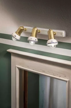 Ferroluce Wandlampe Metall Keramik E14 verstellbar 3-flammig< Wohnzimmerlampen|Keramiklampen