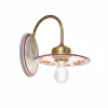 Ferroluce Wandlampe Metall Keramik E27 22 cm breit Landhaus Stil< Wohnzimmerlampen|Keramiklampen