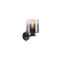 Searchlight Wandlampe Metall Rauchglas E27 H:24 cm mit Schalter< Wohnzimmerlampen|Metall Lampen
