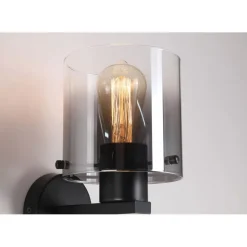 Searchlight Wandlampe Metall Rauchglas E27 H:24 cm mit Schalter< Wohnzimmerlampen|Metall Lampen