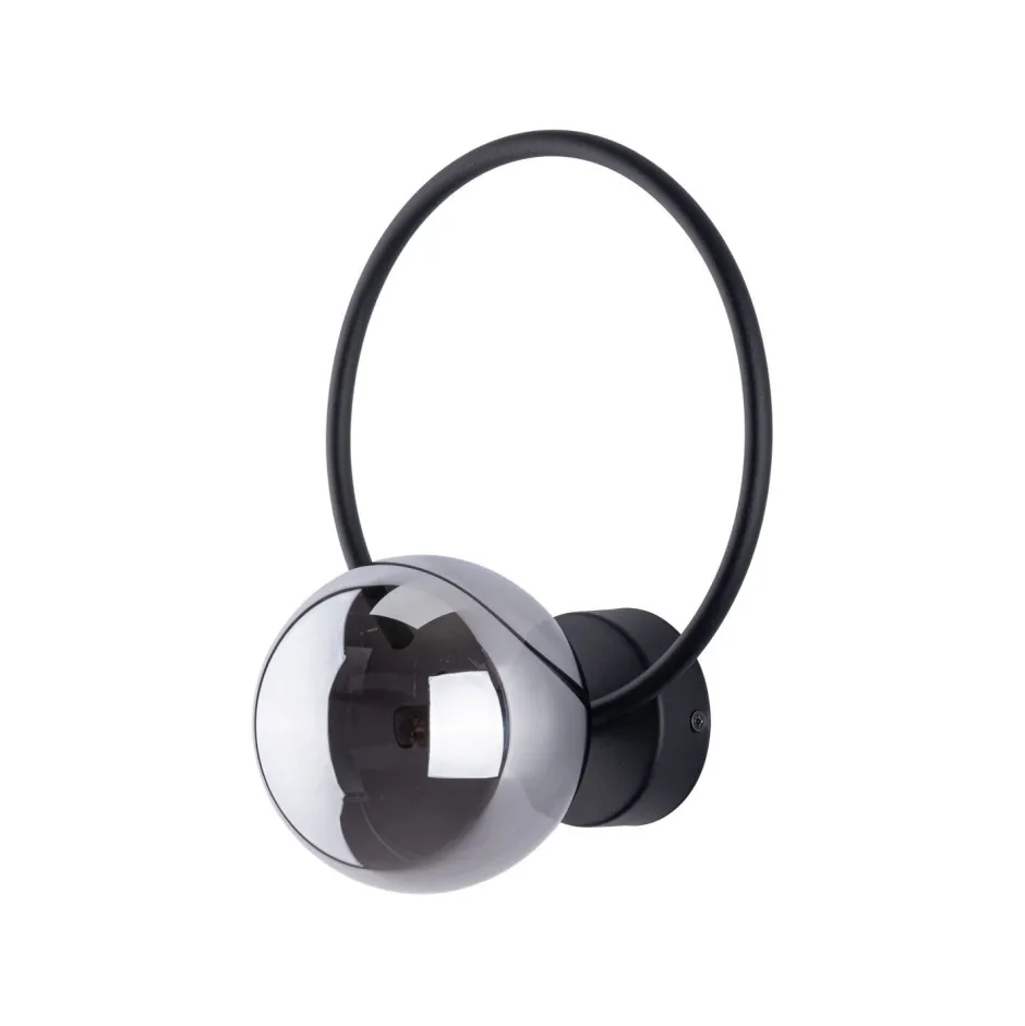 Wandleuchten|Flurlampen*TK Lighting Wandlampe Metall Rauchglas G9 Schwarz Graphit Kugel Schirm
