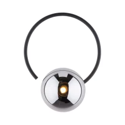 Wandleuchten|Flurlampen*TK Lighting Wandlampe Metall Rauchglas G9 Schwarz Graphit Kugel Schirm