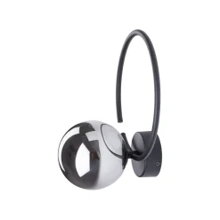 Wandleuchten|Flurlampen*TK Lighting Wandlampe Metall Rauchglas G9 Schwarz Graphit Kugel Schirm