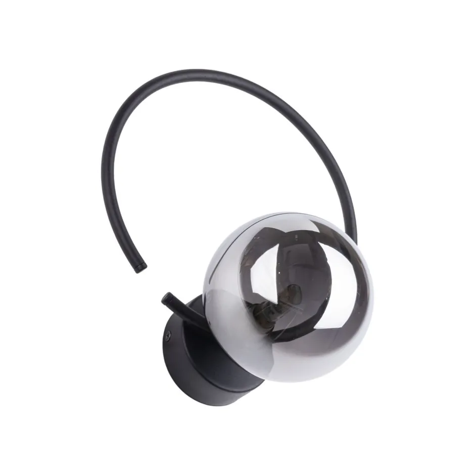 Wandleuchten|Flurlampen*TK Lighting Wandlampe Metall Rauchglas G9 Schwarz Graphit Kugel Schirm