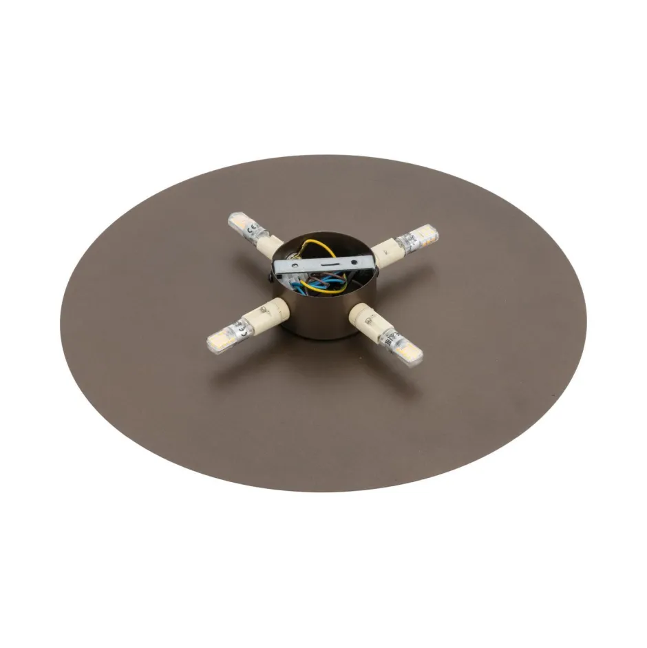 Wandleuchten|Flurlampen*TK Lighting Wandlampe Metall rund Ø 40 cm Braun für 4x G9 indirekt