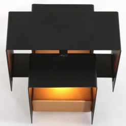 Wandleuchten|Badezimmer Lampe*Steinhauer Wandlampe Metall Schwarz Gold H:13 cm inkl. G9 indirekt