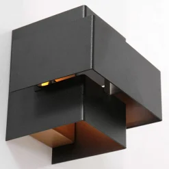 Wandleuchten|Badezimmer Lampe*Steinhauer Wandlampe Metall Schwarz Gold H:13 cm inkl. G9 indirekt