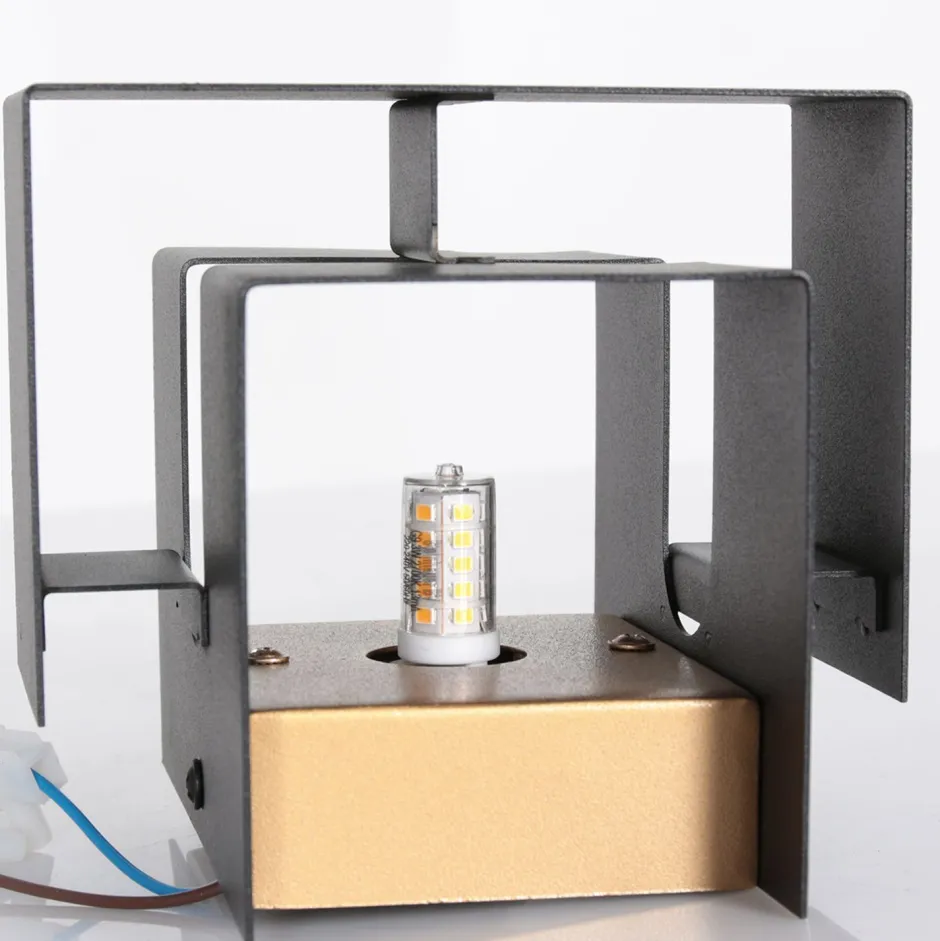 Wandleuchten|Badezimmer Lampe*Steinhauer Wandlampe Metall Schwarz Gold H:13 cm inkl. G9 indirekt