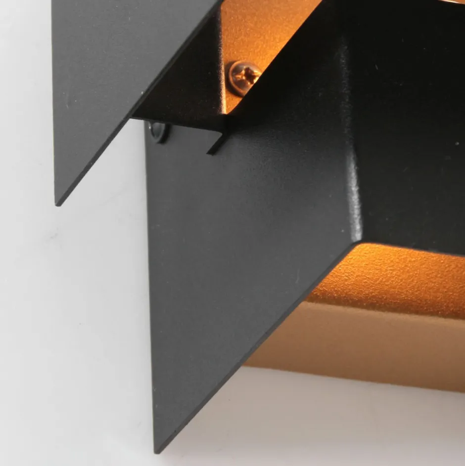 Wandleuchten|Badezimmer Lampe*Steinhauer Wandlampe Metall Schwarz Gold H:13 cm inkl. G9 indirekt