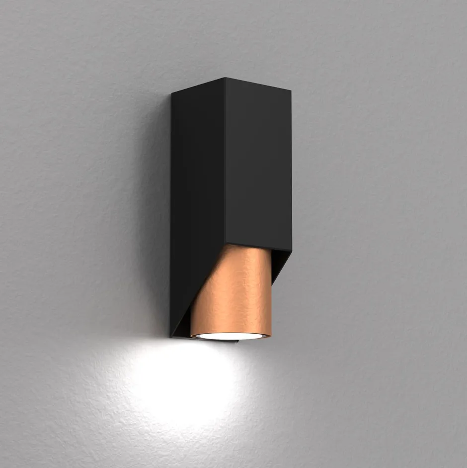 Wandleuchten|Flurlampen*Luminex Wandlampe Metall Schwarz Kupfer B:6 cm GU10 akzentuiert
