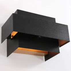 Steinhauer Wandlampe Metall Schwarz Gold B:20 cm inkl. G9 indirekt< Wandleuchten|Badezimmer Lampe