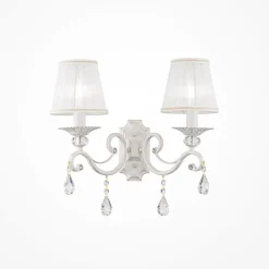 Maytoni Wandlampe Metall Stoff E14 in Shabby Weiß Gold Weiß< Wandleuchten|Schlafzimmer Lampen