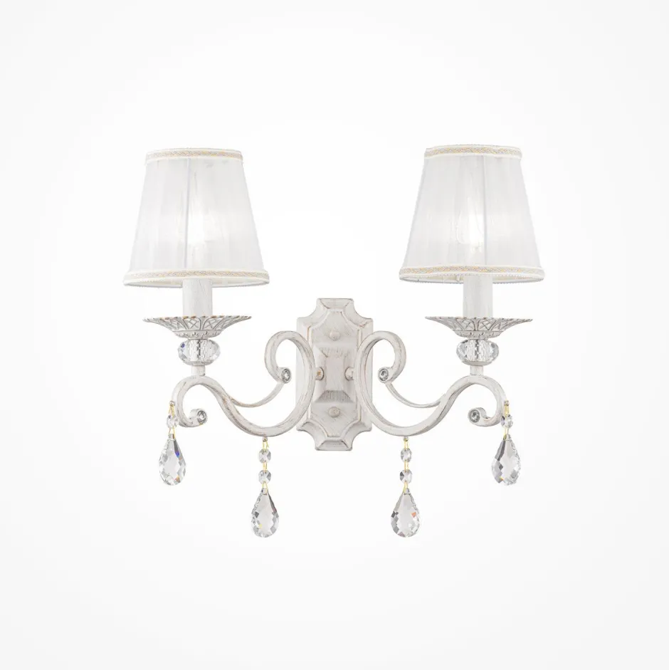 Maytoni Wandlampe Metall Stoff E14 in Shabby Weiß Gold Weiß< Wandleuchten|Schlafzimmer Lampen