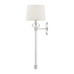 Elstead Wandlampe Metall Stoff H: 67,6 cm in Nickel poliert Weiß< Wandleuchten|Schlafzimmer Lampen