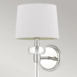 Elstead Wandlampe Metall Stoff H: 67,6 cm in Nickel poliert Weiß< Wandleuchten|Schlafzimmer Lampen
