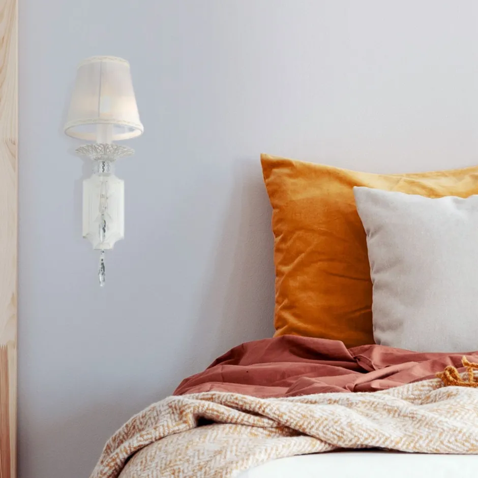 Wandleuchten|Schlafzimmer Lampen*Maytoni Wandlampe Metall Stoff H: 39 cm E14 Klassisch LILJA