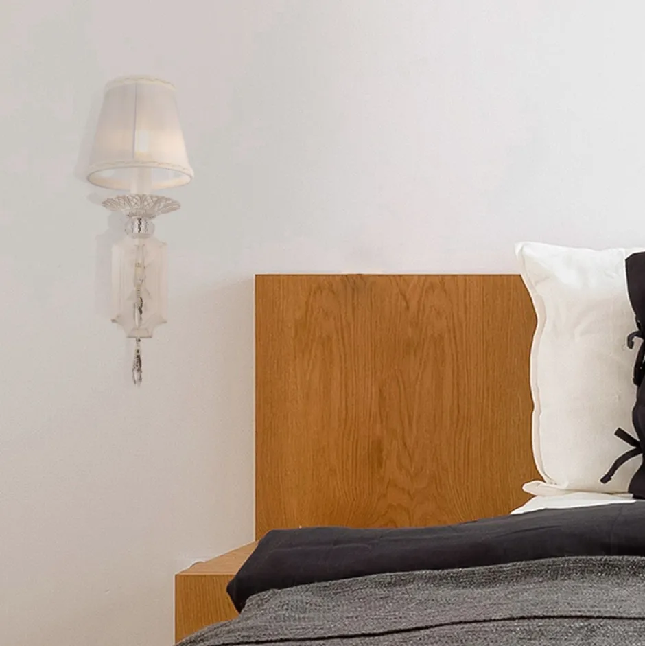 Wandleuchten|Schlafzimmer Lampen*Maytoni Wandlampe Metall Stoff H: 39 cm E14 Klassisch LILJA