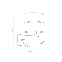 TK Lighting Wandlampe mit Leselampe Schalter Schwarz Gold Bett Sofa< Wohnzimmerlampen|Stofflampen