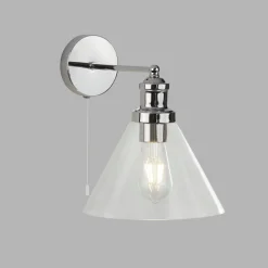Searchlight Wandlampe mit Schalter Chrom Klar E27 Glas< Wandleuchten|Küchenlampen