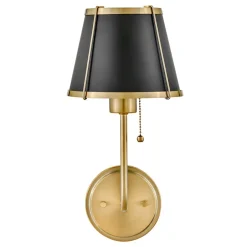 Wandleuchten|Wohnzimmerlampen*Elstead Wandlampe mit Schalter 40cm hoch E27 Metall in Messing Schwarz