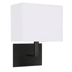 Wohnzimmerlampen|Stofflampen*Searchlight Wandlampe mit Schalter E27 Schwarz Weiß Stoff Metall