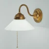 Berliner Messingleuchten Wandlampe mit Schalter Echt-Messing Glas E27 Jugendstil< Wohnzimmerlampen|Küchenlampen