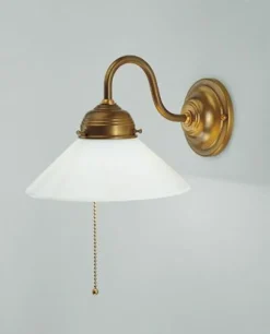 Berliner Messingleuchten Wandlampe mit Schalter Echt-Messing Glas E27 Jugendstil< Wohnzimmerlampen|Küchenlampen