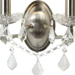 Wandleuchten|Wohnzimmerlampen*Searchlight Wandlampe mit Schalter 2-flammig E14 in Silber matt