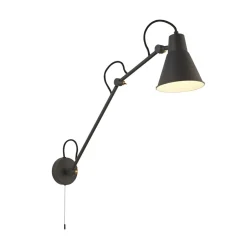 Wandleuchten|Wohnzimmerlampen*Searchlight Wandlampe mit Schalter Gelenk verstellbar Grau Metall