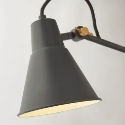 Wandleuchten|Wohnzimmerlampen*Searchlight Wandlampe mit Schalter Gelenk verstellbar Grau Metall