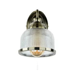 Wandleuchten|Rustikale Lampen*Easylight Wandlampe mit Schalter H: 24,5 cm in Messing antik E27