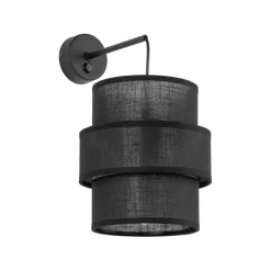TK Lighting Wandlampe mit Schalter H: 33 cm Stoff Metall Schwarz E27< Wandleuchten|Schlafzimmer Lampen